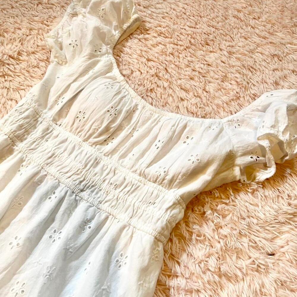 Hollister White Eyelet Coquette Twee Prairie Babydoll Open Tie‎ Back Dress - Picture 5 of 7